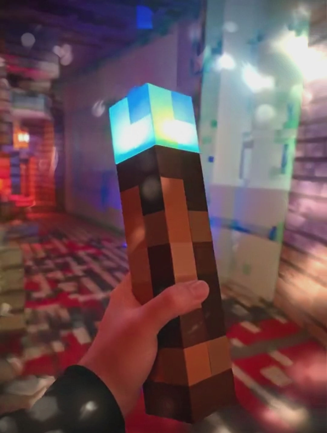 MC Game, Brownstone Torch Lamp, 4-Color Figure, LED Night Light, Decorative Bedroom Table Lamp, USB Charging