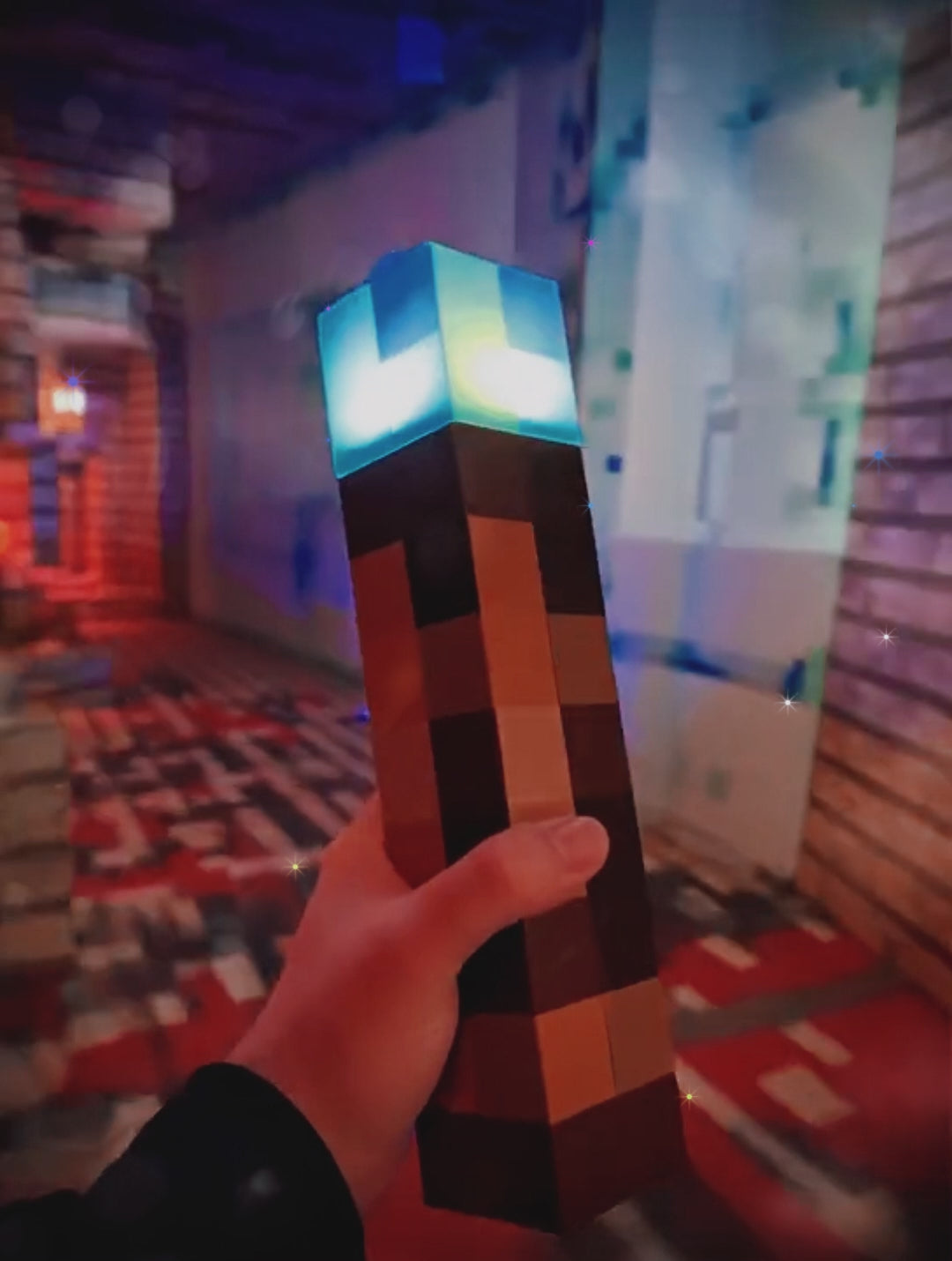 MC Game, Brownstone Torch Lamp, 4-Color Figure, LED Night Light, Decorative Bedroom Table Lamp, USB Charging